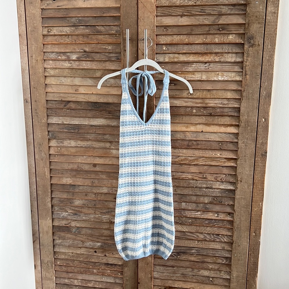 princess polly knit halter dress | Dresses | Princess Polly Blue White Cobalt blue dresses